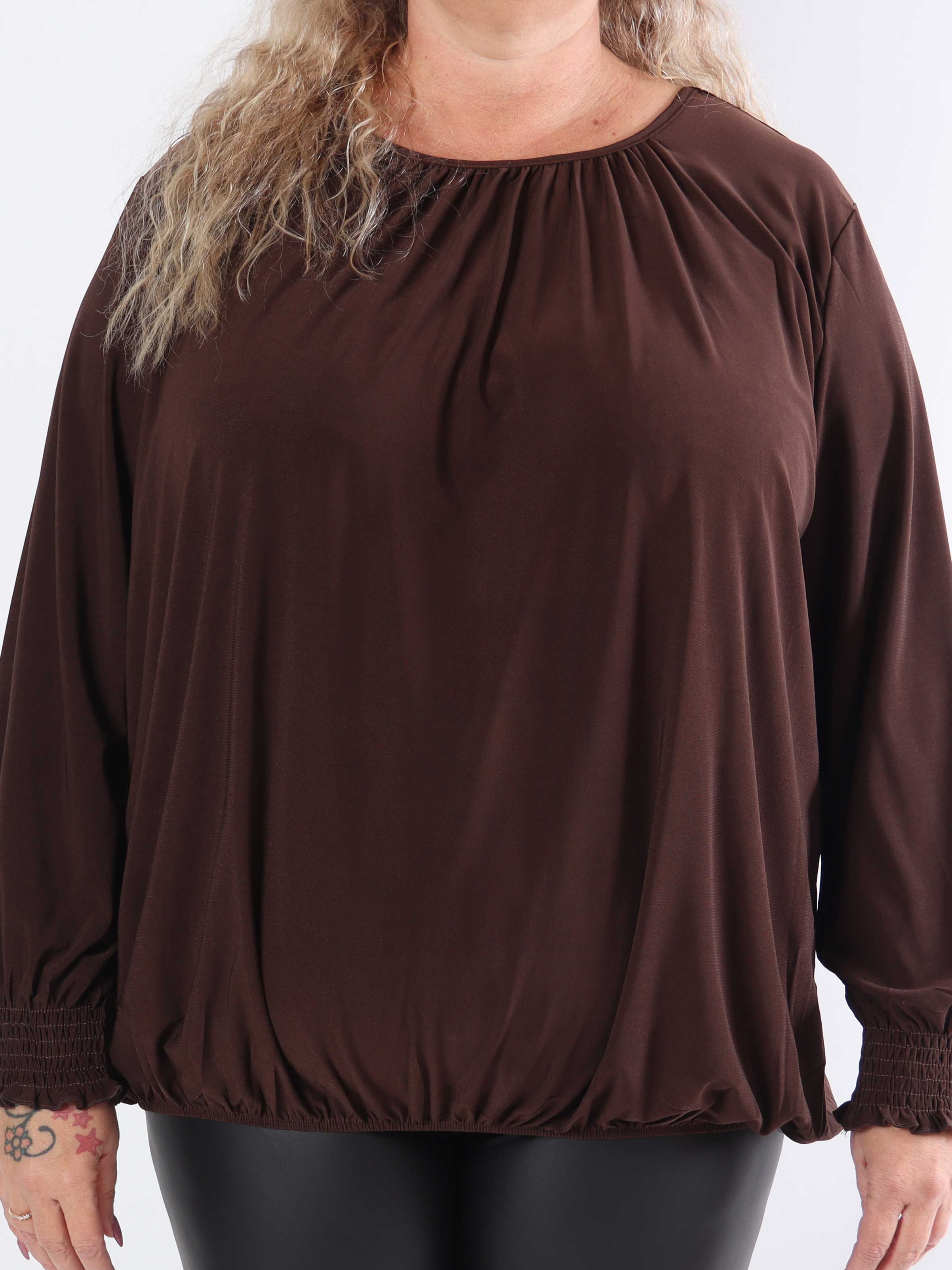 Miracle Plain Shirt L/S - Elastisk plus size-blus med långa ärmar